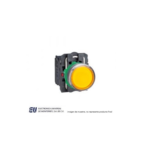 PULSADOR ILUMINADO AMARILLO COMPLETO C/LED 120VCA 1NA, 1NC – XB5AW35G5